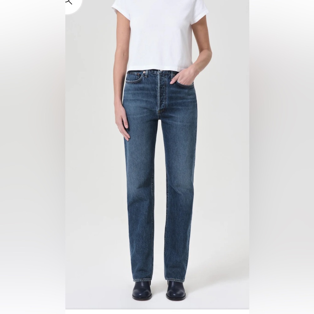 Agolde 90’s Pinch Waist High Rise straight leg jeans button close size 26